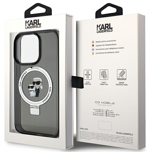 Karl Lagerfeld KLHMP13LHMRSKCK iPhone 13 Pro 6.1" black/black hardcase Ring Stand Karl&amp;Choupette MagSafe