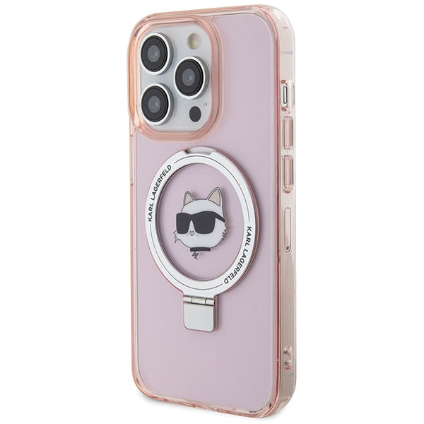 Karl Lagerfeld KLHMP15LHMRSCHP iPhone 15 Pro 6.1" pink/pink hardcase Ring Stand Choupette Head MagSafe