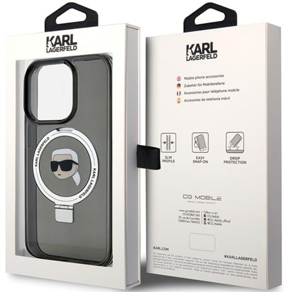 Karl Lagerfeld KLHMP15LHMRSKHK iPhone 15 Pro 6.1" black/black hardcase Ring Stand Karl Head MagSafe