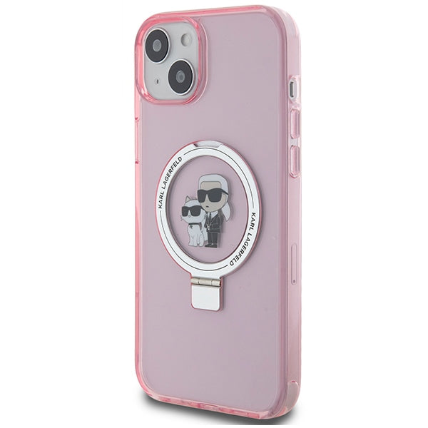 Karl Lagerfeld Ring Stand Karl&amp;Choupette MagSafe case for iPhone 15 Plus - pink