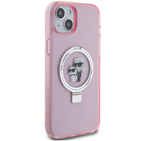 Karl Lagerfeld Ring Stand Karl&amp;Choupette MagSafe case for iPhone 15 Plus - pink
