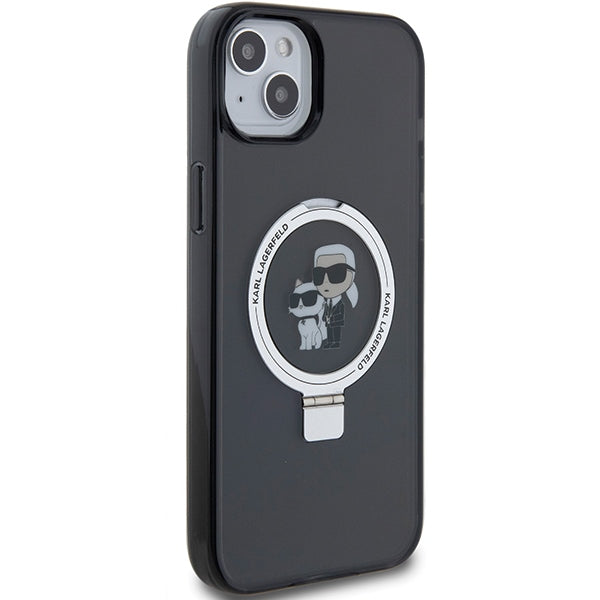 Karl Lagerfeld KLHMP15SHMRSKCK iPhone 15 6.1" black/black hardcase Ring Stand Karl&amp;Choupette MagSafe