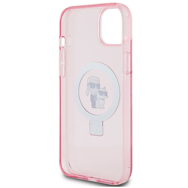 Karl Lagerfeld KLHMP15SHMRSKCP iPhone 15 6.1" pink/pink hardcase Ring Stand Karl&amp;Choupette MagSafe