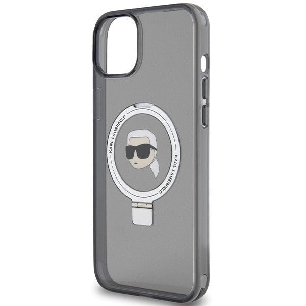 Karl Lagerfeld KLHMP15SHMRSKHK iPhone 15 6.1" black/black hardcase Ring Stand Karl Head MagSafe