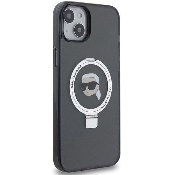 Karl Lagerfeld KLHMP15SHMRSKHK iPhone 15 6.1" black/black hardcase Ring Stand Karl Head MagSafe