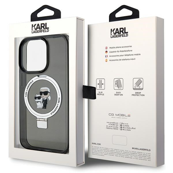 Karl Lagerfeld KLHMP15XHMRSKCK iPhone 15 Pro Max 6.7" black/black hardcase Ring Stand Karl&amp;Choupette MagSafe