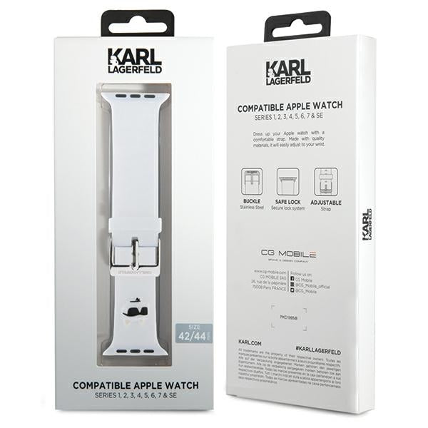 Karl Lagerfeld 3D Rubber Choupette Head Strap for Apple Watch 42/44/45/49mm - White
