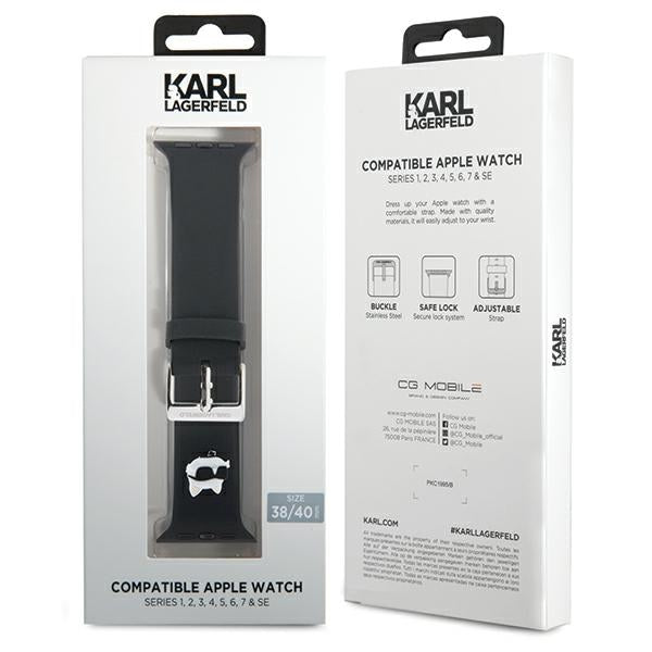 Karl Lagerfeld 3D Rubber Choupette Heads Strap for Apple Watch 38/40/41mm - Black