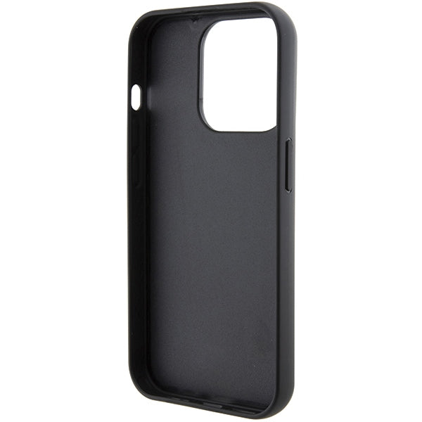Karl Lagerfeld Gripstand Saffiano Choupette Pins case for iPhone 15 Pro - black