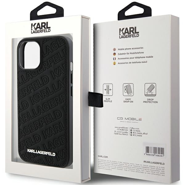 Karl Lagerfeld Quilted K Pattern case for iPhone 15 Plus / 14 Plus - black
