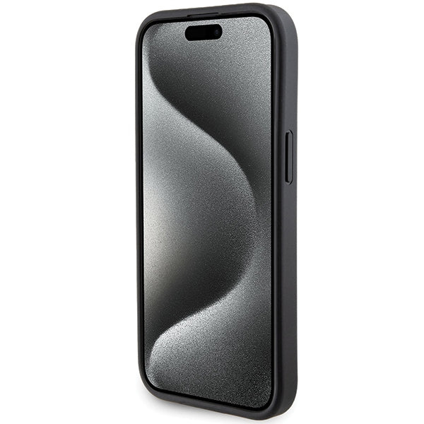 Karl Lagerfeld Gripstand Saffiano Karl&Choupette Pins case for iPhone 15 - black