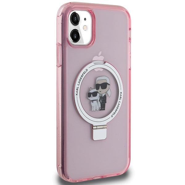 Karl Lagerfeld Ring Stand Karl&Choupette MagSafe case for iPhone 11 / Xr - pink