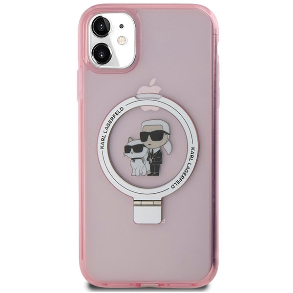 Karl Lagerfeld Ring Stand Karl&Choupette MagSafe case for iPhone 11 / Xr - pink