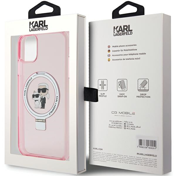 Karl Lagerfeld Ring Stand Karl&Choupette MagSafe case for iPhone 11 / Xr - pink