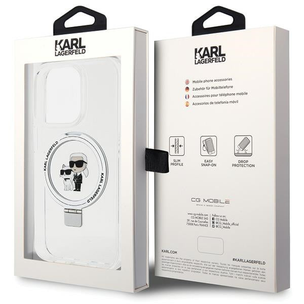 Karl Lagerfeld Ring Stand Karl&Choupette MagSafe case for iPhone 13 Pro / 13 - white
