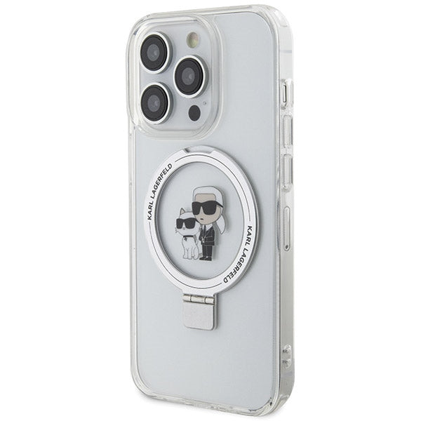 Karl Lagerfeld Ring Stand Karl&Choupette MagSafe case for iPhone 13 Pro Max - white