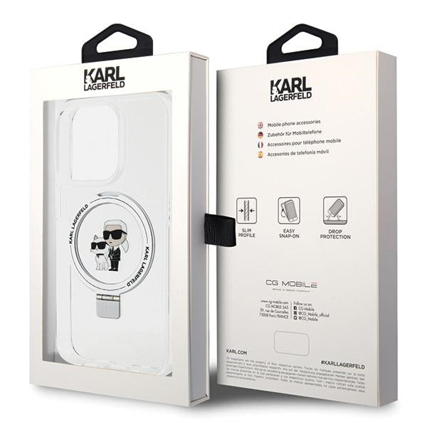 Karl Lagerfeld Ring Stand Karl&Choupette MagSafe case for iPhone 13 Pro Max - white