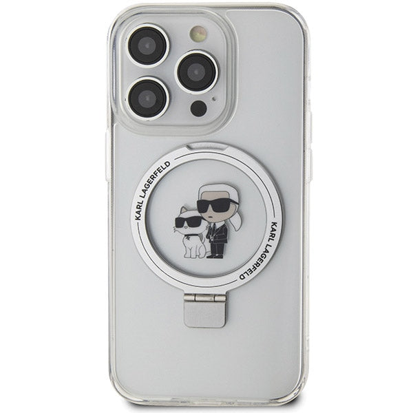 Karl Lagerfeld Ring Stand Karl&Choupette MagSafe case for iPhone 13 Pro Max - white