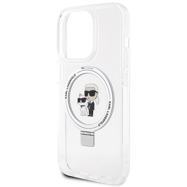 Karl Lagerfeld Ring Stand Karl&Choupette MagSafe case for iPhone 13 Pro Max - white