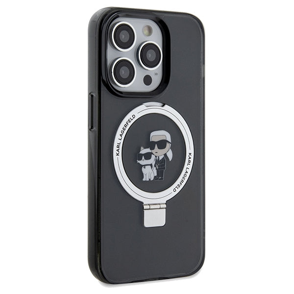 Karl Lagerfeld Ring Stand Karl&Choupette MagSafe case for iPhone 14 Pro - black