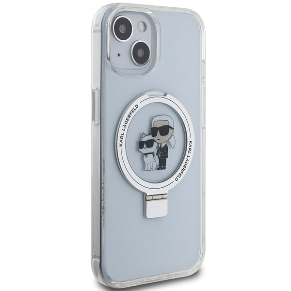 Karl Lagerfeld Ring Stand Karl&amp;Choupette MagSafe case for iPhone 14 / 15 / 13 - white