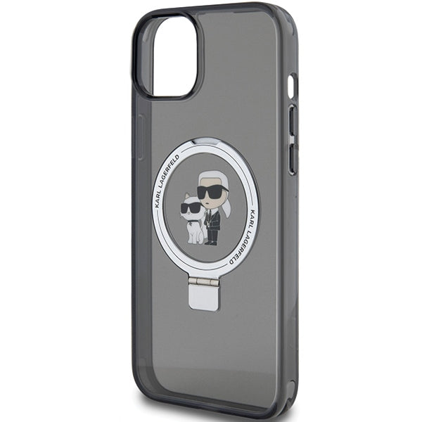 Karl Lagerfeld Ring Stand Karl&amp;Choupette MagSafe case for iPhone 14 / 15 / 13 - black