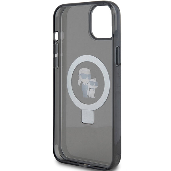Karl Lagerfeld Ring Stand Karl&amp;Choupette MagSafe case for iPhone 14 / 15 / 13 - black
