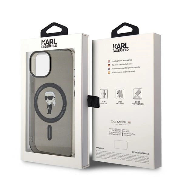 Karl Lagerfeld KLHMP14SHFCKNOK iPhone 14 / 15 / 13 6.1" black/black hardcase IML Ikonik MagSafe
