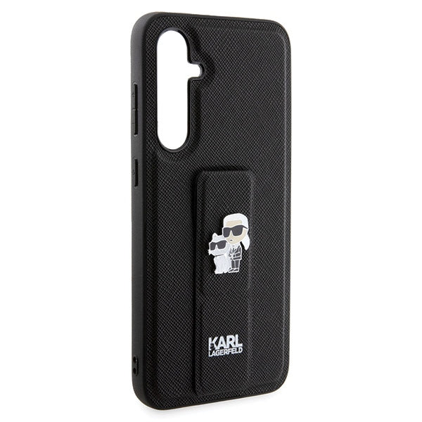 Karl Lagerfeld Gripstand Saffiano Karl&Choupette Pins case for Samsung Galaxy S23 FE - black