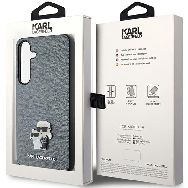 Karl Lagerfeld KLHCS24MPSAKCMPG S24+ S926 hardcase gray/gray Saffiano Karl &amp; Choupette Metal Pin