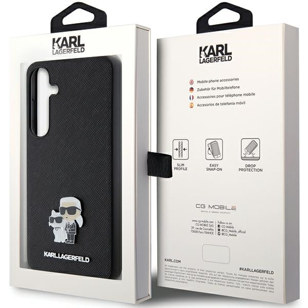 Karl Lagerfeld KLHCS24SPSAKCMPK S24 S921 hardcase black/black Saffiano Karl &amp; Choupette Metal Pin