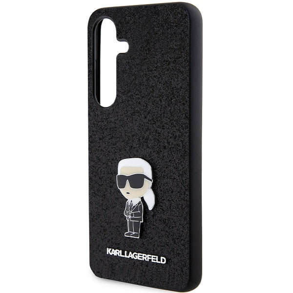 Karl Lagerfeld Fixed Glitter Ikonik Logo Metal Pin case for Samsung Galaxy S24+ - black