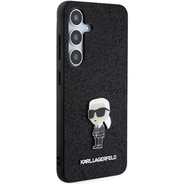 Karl Lagerfeld Fixed Glitter Ikonik Logo Metal Pin case for Samsung Galaxy S24+ - black