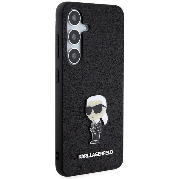 Karl Lagerfeld Fixed Glitter Ikonik Logo Metal Pin case for Samsung Galaxy S24 - black