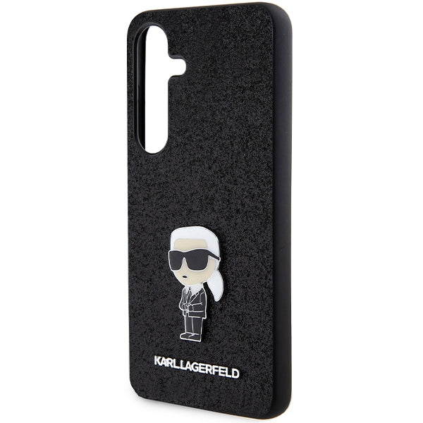 Karl Lagerfeld Fixed Glitter Ikonik Logo Metal Pin case for Samsung Galaxy S24 - black