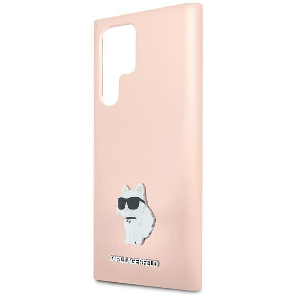 Karl Lagerfeld Silicone Choupette Metal Pin case for Samsung Galaxy S23 Ultra - pink