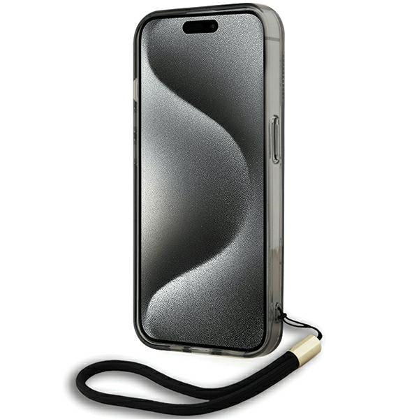 Karl Lagerfeld IML Mono KL Pattern &amp; Cord case for iPhone 15 Pro - black