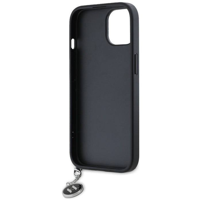 Karl Lagerfeld Saffiano Rhinestones &amp; Charm case for iPhone 15 / 14 / 13 - black