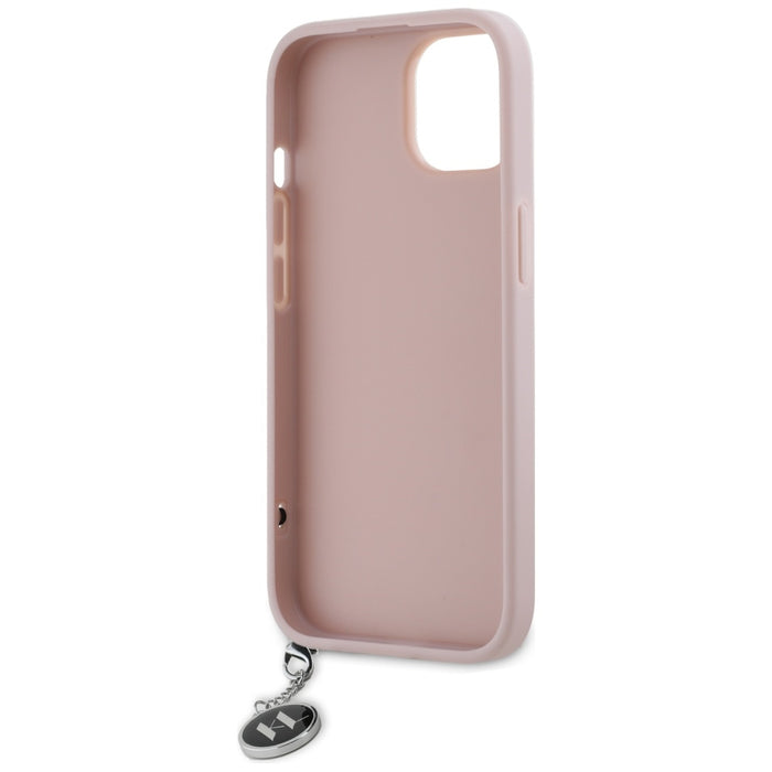 Karl Lagerfeld Saffiano Rhinestones &amp; Charm case for iPhone 15 / 14 / 13 - pink