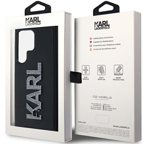 Karl Lagerfeld 3D Rubber Glitter Logo case for Samsung Galaxy S24 Ultra - black