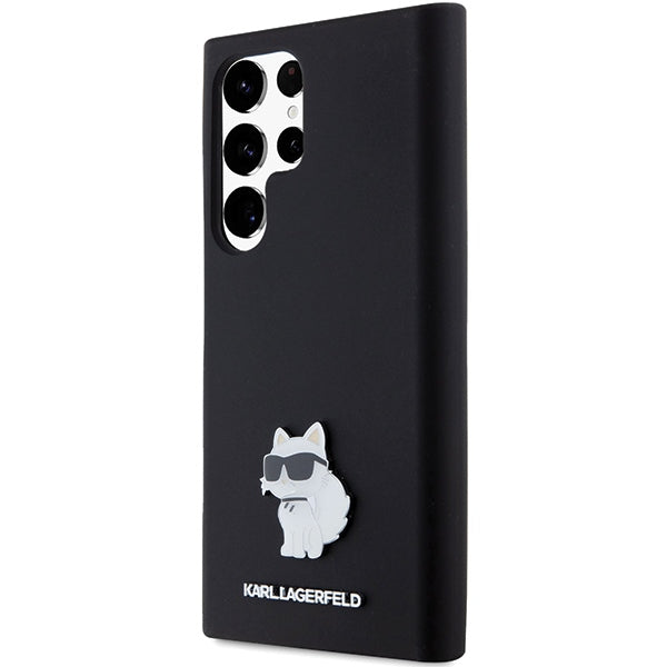 Karl Lagerfeld Silicone Choupette Metal Pin case for Samsung Galaxy S24 Ultra - black