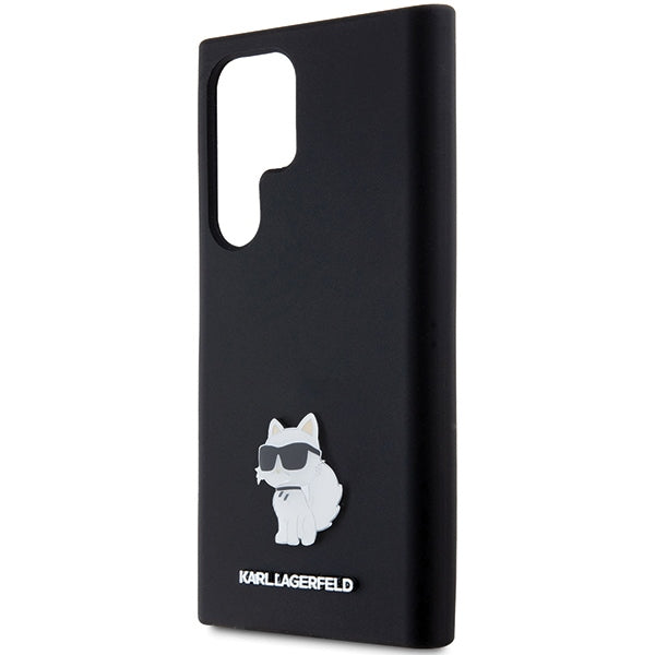Karl Lagerfeld Silicone Choupette Metal Pin case for Samsung Galaxy S24 Ultra - black