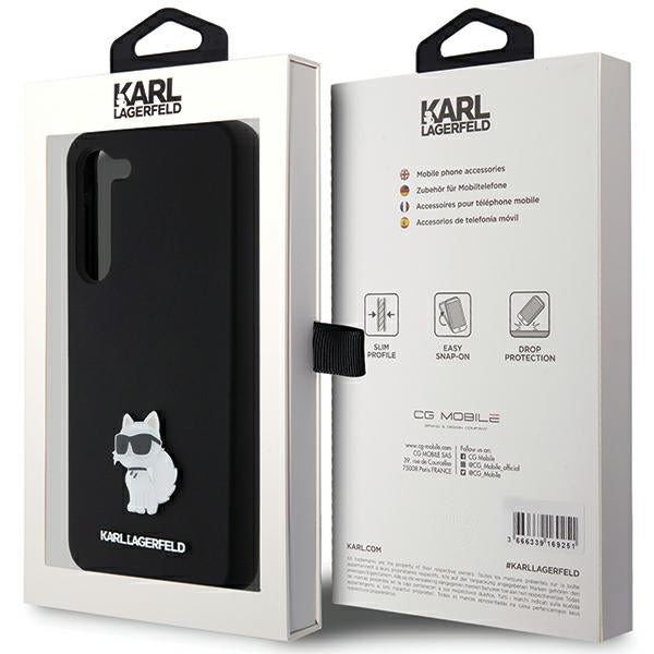 Karl Lagerfeld Silicone Choupette Metal Pin case for Samsung Galaxy S24+ - black