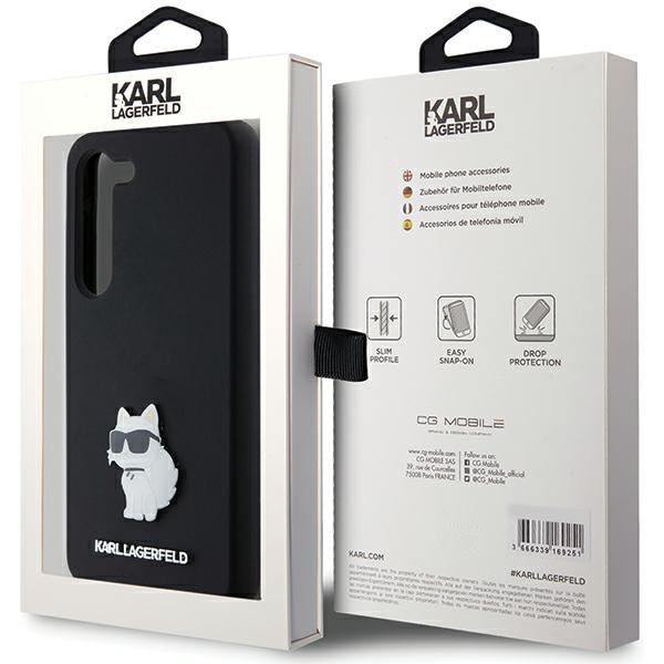 Karl Lagerfeld Silicone Choupette Metal Pin case for Samsung Galaxy S24 - black
