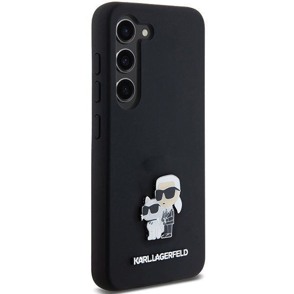 Karl Lagerfeld Silicone Karl&amp;Choupette Metal Pin case for Samsung Galaxy S24 - black