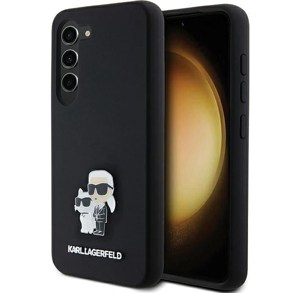 Karl Lagerfeld Silicone Karl&amp;Choupette Metal Pin case for Samsung Galaxy S24 - black