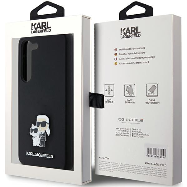 Karl Lagerfeld Silicone Karl&amp;Choupette Metal Pin case for Samsung Galaxy S24 - black