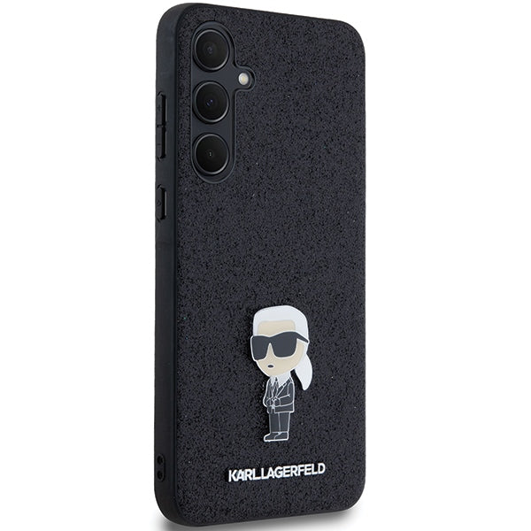 Karl Lagerfeld Fixed Glitter Ikonik Logo Metal Pin case for Samsung Galaxy A35 - black
