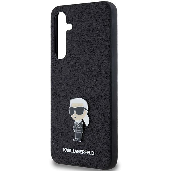 Karl Lagerfeld Fixed Glitter Ikonik Logo Metal Pin case for Samsung Galaxy A35 - black