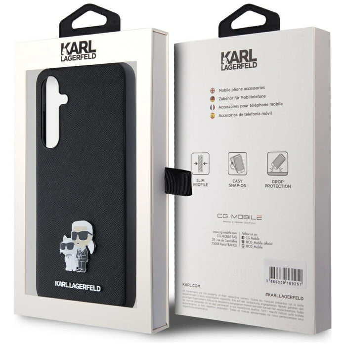 Karl Lagerfeld Saffiano Karl&amp;Choupette Pin case for Samsung Galaxy A35 - black